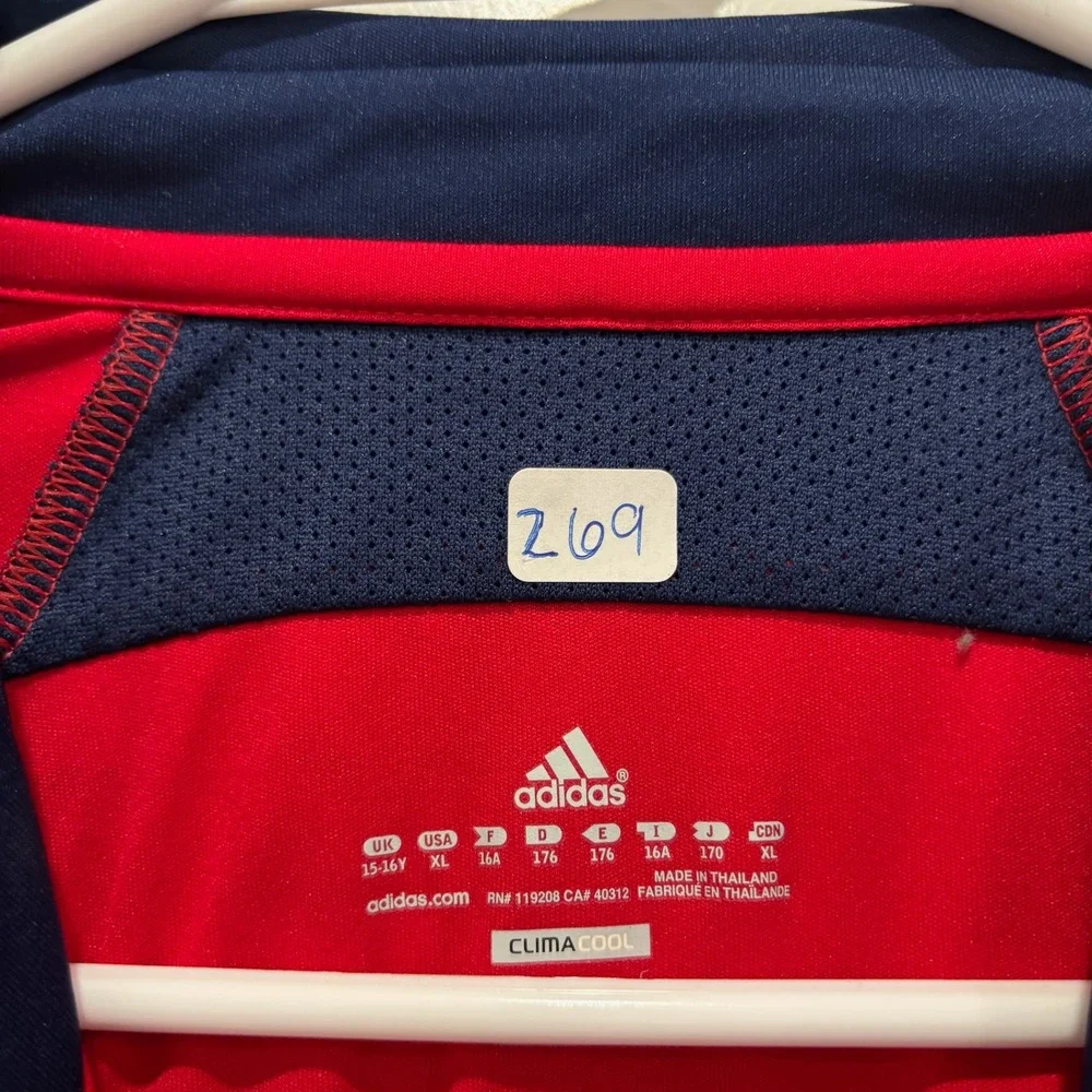 Vintage Adidas Chicago Fire MLS Soccer Jersey Red Navy Quaker Kids XL‎ 15-16Y
